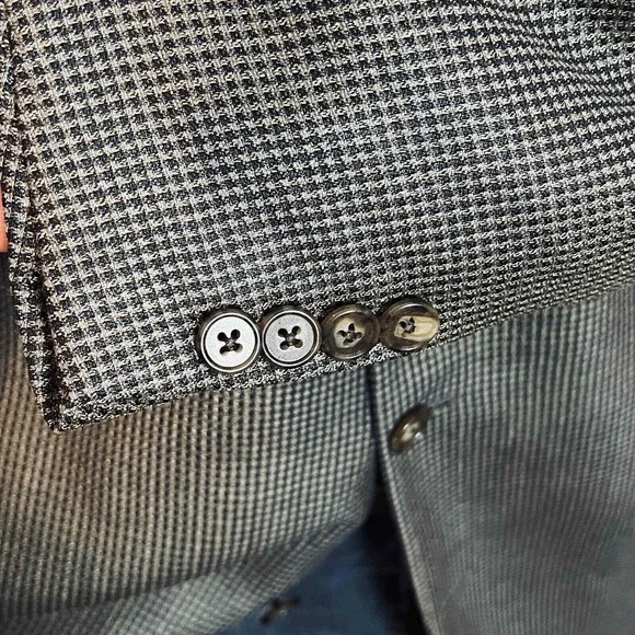 Joseph Abboud 42L Blazer‎ Neutral Tan/charcoal Silk Wool Premium Suit Jacket - Picture 5 of 15